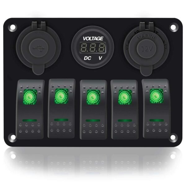 5 Gang Aluminum Rocker Switch Panel - Image 3