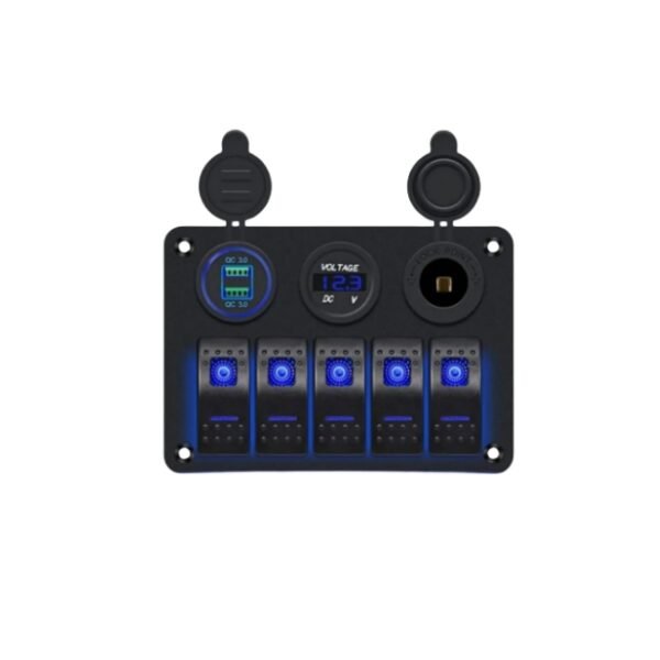 5 Gang Aluminum Rocker Switch Panel