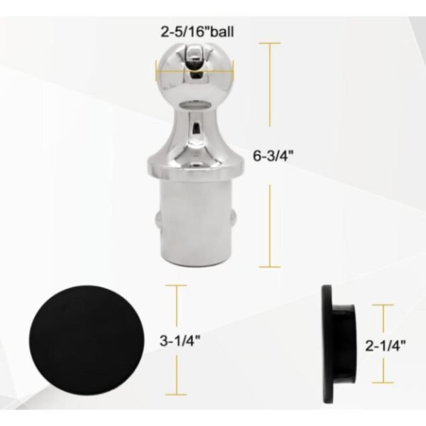 60601 Puck System Gooseneck Hitch Ball, Compatible with 2013-2025 Dodge RAM 2500 3500, 2-5/16 Inch Gooseneck Ball for Truck Bed with a Replacement Gooseneck Hitch Cap | 30000 lbs GTW/ 7500 lbs VTW