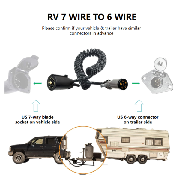 7 Wire to 6 Wire Trailer Plug Cord Adapter - Image 4