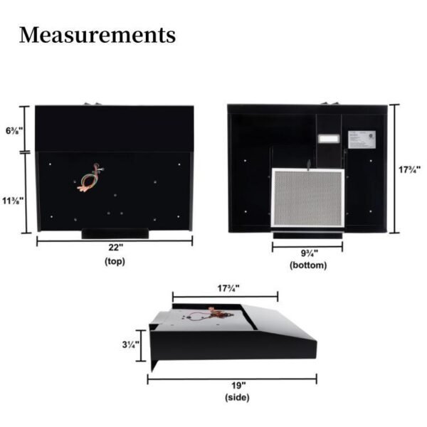 RV 22" 12V RV Range Hood Black with Stainless Steel Front - Image 6