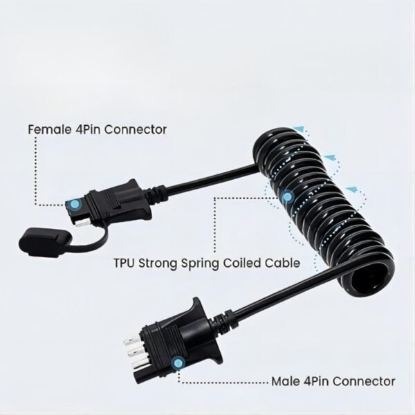 4 to 4 Trailer Coiled Extension 3FT 5FT 8FT - Image 2