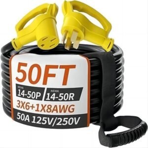 14-50P to 14-50R 50 FT 50 Amp RV/EV Extension Cord