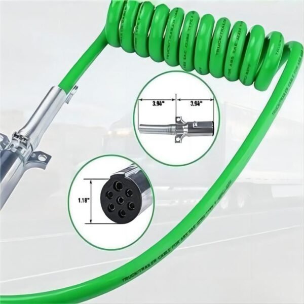 7 Way ABS Cord 12FT Long Tail Coiled Cord Cable Power Wire - Image 3