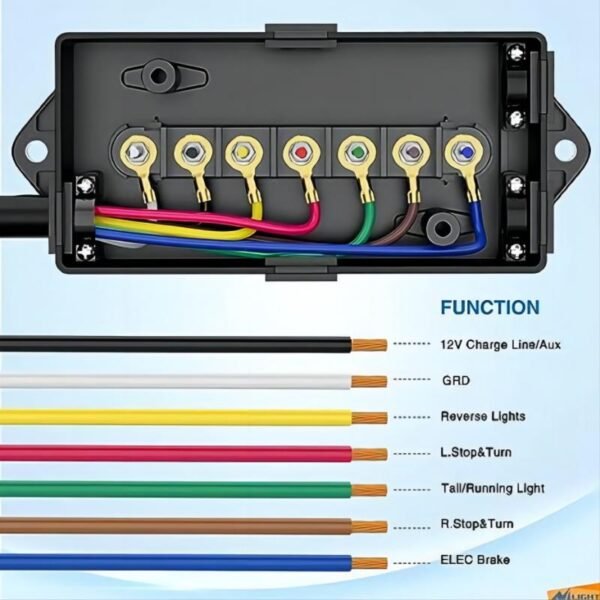7 Way Inline Trailer Plug with 7 Gang Junction Box - Image 3