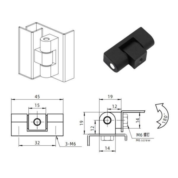 Zinc Alloy Black Coated Electric Cabinet Hinge - Image 2