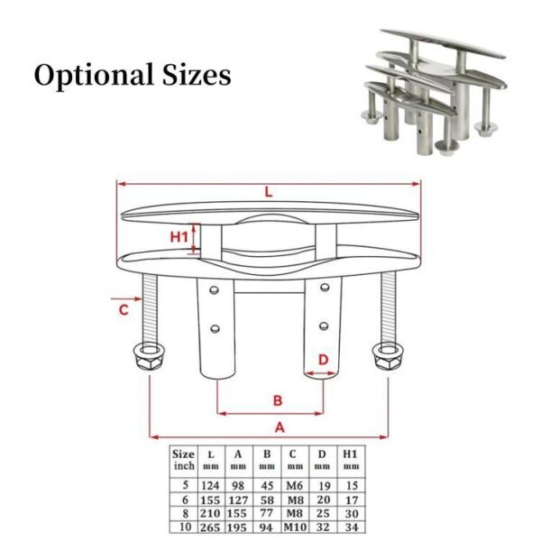 Marine Boat Stainless Steel Pop Up Cleat - Image 4
