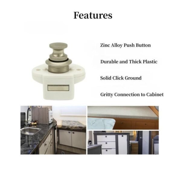 Zinc Alloy Nickel Color Cabinet Drawer Latch ( Round Push Button) - Image 5