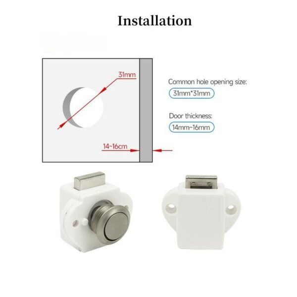 Zinc Alloy Nickel Color Cabinet Drawer Latch ( Round Push Button) - Image 3